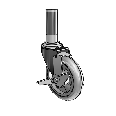Regent Expanding Adapter Black Oxide Swivel Caster with 4 x .9375 Grey MonoTech Wheel Tread Lock (BRK1)