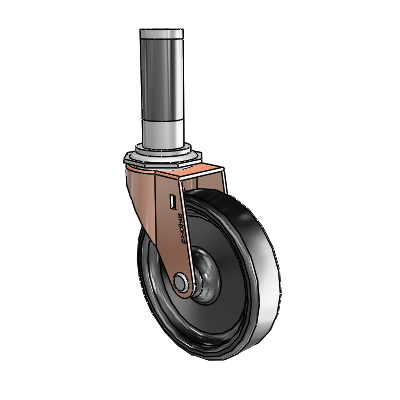 Regent Expanding Adapter Copper Oxide Swivel Caster with 4 x .9375 Black Polyolefin Wheel