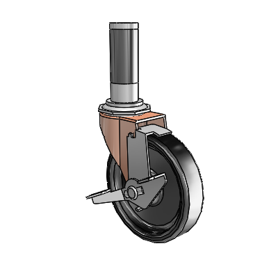Regent Expanding Adapter Copper Oxide Swivel Caster with 4 x .9375 Black Polyolefin Wheel Tread Lock (BRK1)