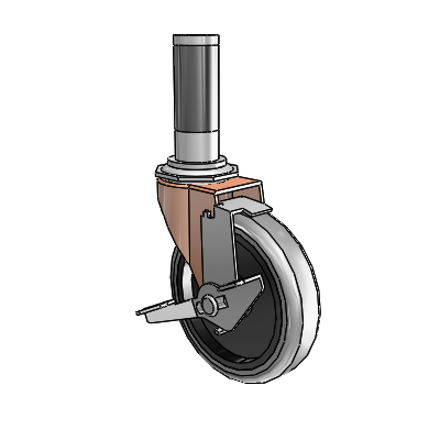 Regent Expanding Adapter Copper Oxide Swivel Caster with 4 x .9375 Grey Thermoplastic Rubber Wheel Tread Lock (BRK1)