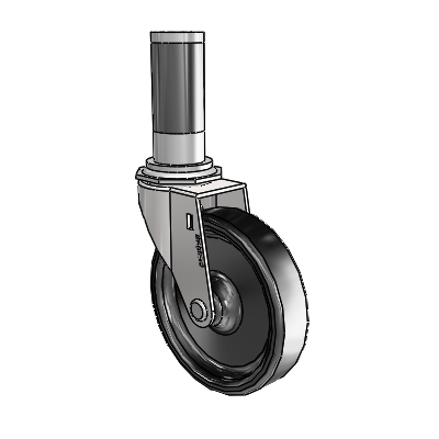 Roulette pivotante Regent à adaptateur extensible, finition chrome brillant, avec 4 roues en polyoléfine noire de 0,9375