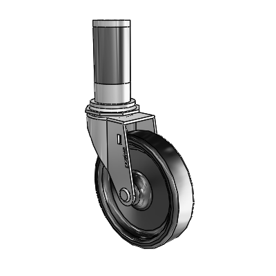 Regent Expanding Adapter Polished Nickel Swivel Caster with 4 x .9375 Black Polyolefin Wheel