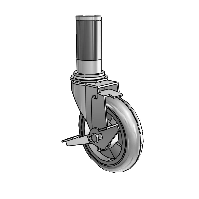 Regent Expanding Adapter Polished Nickel Swivel Caster with 4 x .9375 Grey MonoTech Wheel Tread Lock (BRK1)
