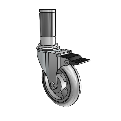 Regent Expanding Adapter Zinc Swivel Caster with 4 x .9375 Grey MonoTech Wheel Top Lock