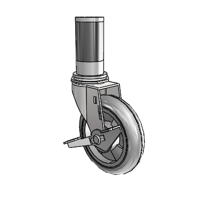Regent Expanding Adapter Bright Chrome Swivel Caster with 4 x .9375 Grey MonoTech Wheel Side