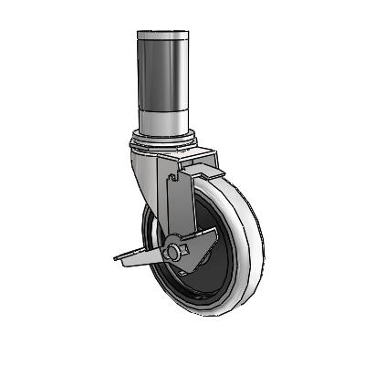 Regent Expanding Adapter Bright Chrome Swivel Caster with 4 x .9375 Grey Thermoplastic Urethane Wheel Tread Lock (BRK1)