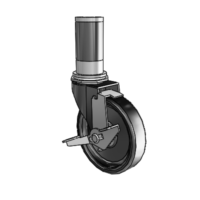 Regent Expanding Adapter Black Oxide Swivel Caster with 4 x .9375 Polyolefin Wheel Tread Lock (BRK1)