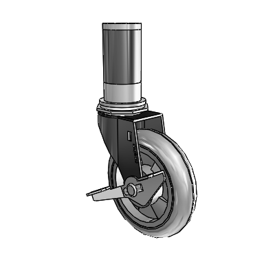 Regent Expanding Adapter Black Oxide Swivel Caster with 4 x .9375 Grey MonoTech Wheel Side