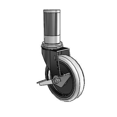Regent Expanding Adapter Black Oxide Swivel Caster with 4 x .9375 Grey Thermoplastic Urethane Wheel Side
