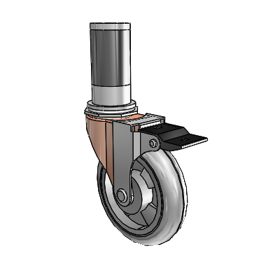 Regent Expanding Adapter Copper Oxide Swivel Caster with 4 x .9375 Grey MonoTech Wheel Top Lock