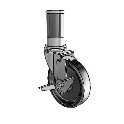 Regent Expanding Adapter Polished Nickel Swivel Caster with 4 x .9375 Black Polyolefin Wheel Tread Lock (BRK1)