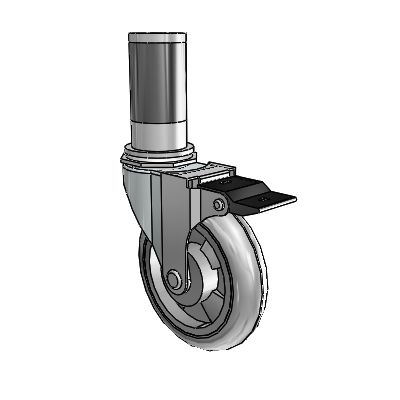 Regent Expanding Adapter Zinc Swivel Caster with 4 x .9375 Grey MonoTech Wheel Top Lock