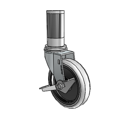 Regent Expanding Adapter Zinc Swivel Caster with 4 x .9375 Grey Thermoplastic Urethane Wheel Side