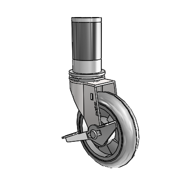 Regent Expanding Adapter Bright Chrome Swivel Caster with 4 x .9375 Grey MonoTech Wheel Side