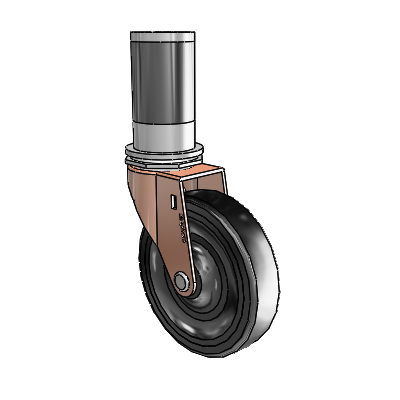Regent Expanding Adapter Copper Oxide Swivel Caster with 4 x .9375 Black Soft Rubber Wheel