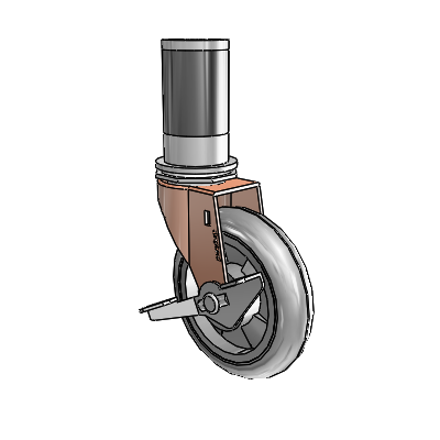 Regent Expanding Adapter Copper Oxide Swivel Caster with 4 x .9375 Grey MonoTech Wheel Side