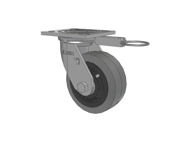 16 Series Top Plate Swivel Caster with 5 x 2 Grey Tread on Grey Core XS - Performa X-tra Soft Rubber (Flat) - Prevenz Antimicrobial Wheel