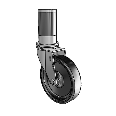 Regent Expanding Adapter Polished Nickel Swivel Caster with 4 x .9375 Black Polyolefin Wheel