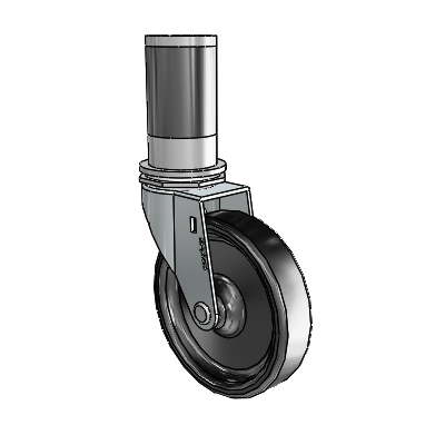 Regent Expanding Adapter Zinc Swivel Caster with 4 x .9375 Black Polyolefin Wheel