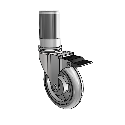 Regent Expanding Adapter Bright Chrome Swivel Caster with 4 x .9375 Grey MonoTech Wheel Top Lock