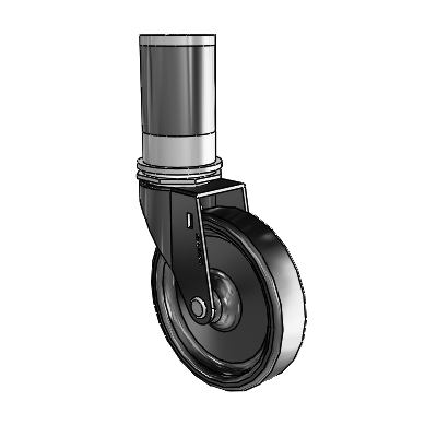 Regent Expanding Adapter Black Oxide Swivel Caster with 4 x .9375 Polyolefin Wheel
