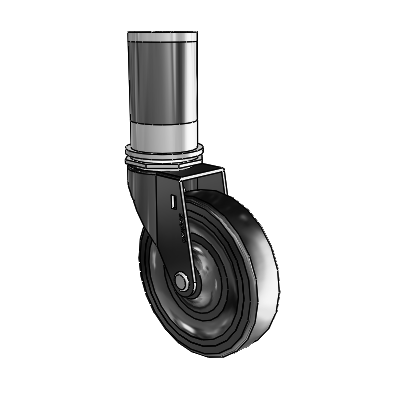 Regent Expanding Adapter Black Oxide Swivel Caster with 4 x .9375 Soft Rubber Wheel