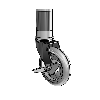 Regent Expanding Adapter Black Oxide Swivel Caster with 4 x .9375 Grey MonoTech Wheel Side