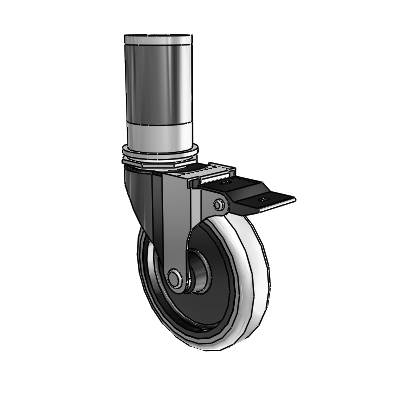 Regent Expanding Adapter Black Oxide Swivel Caster with 4 x .9375 Grey Thermoplastic Urethane Wheel Top Lock