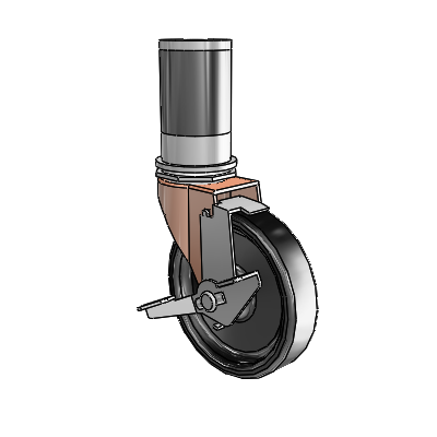 Regent Expanding Adapter Copper Oxide Swivel Caster with 4 x .9375 Black Polyolefin Wheel Tread Lock (BRK1)