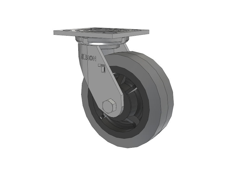 16 Series Top Plate Swivel Caster with 6 x 2 Grey Tread on Grey Core XS - Performa X-tra Soft Rubber (Flat) - Prevenz Antimicrobial Wheel