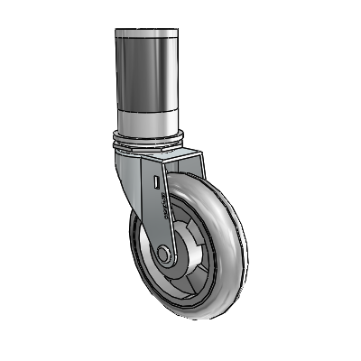 Regent Expanding Adapter Zinc Swivel Caster with 4 x .9375 Grey MonoTech Wheel
