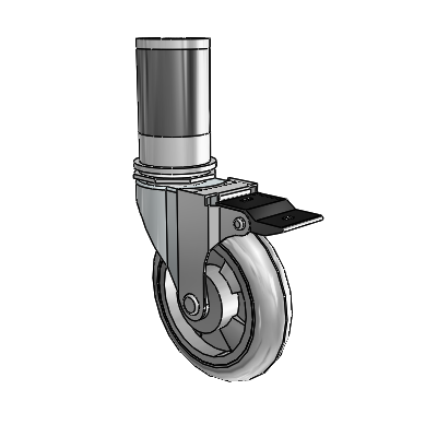 Regent Expanding Adapter Zinc Swivel Caster with 4 x .9375 Grey MonoTech Wheel Top Lock