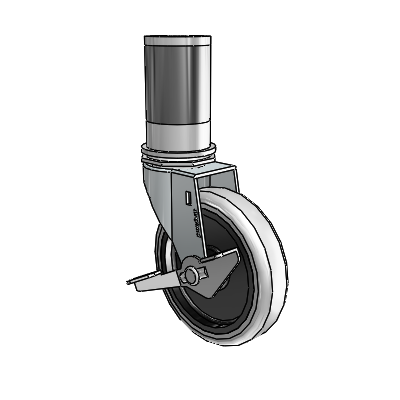 Regent Expanding Adapter Zinc Swivel Caster with 4 x .9375 Grey Thermoplastic Urethane Wheel Side