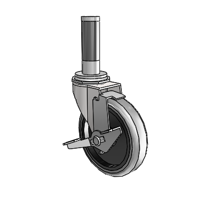 Regent Expanding Adapter Bright Chrome Swivel Caster with 4 x .9375 Grey Thermoplastic Rubber Wheel Tread Lock (BRK1)