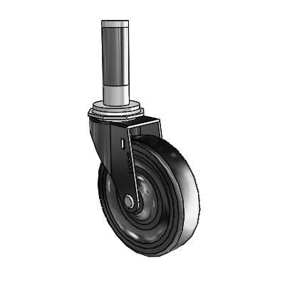 Regent Expanding Adapter Black Oxide Swivel Caster with 4 x .9375 Soft Rubber Wheel
