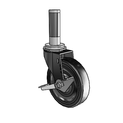 Regent Expanding Adapter Black Oxide Swivel Caster with 4 x .9375 Soft Rubber Wheel Side