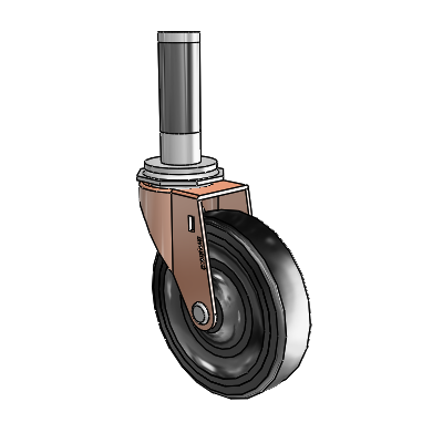 Regent Expanding Adapter Copper Oxide Swivel Caster with 4 x .9375 Black Soft Rubber Wheel
