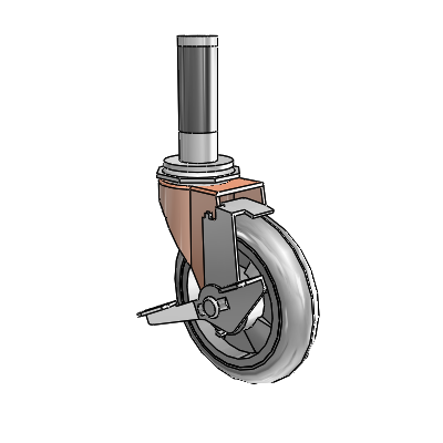 Regent Expanding Adapter Copper Oxide Swivel Caster with 4 x .9375 Grey MonoTech Wheel Tread Lock (BRK1)