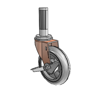 Regent Expanding Adapter Copper Oxide Swivel Caster with 4 x .9375 Grey MonoTech Wheel Side