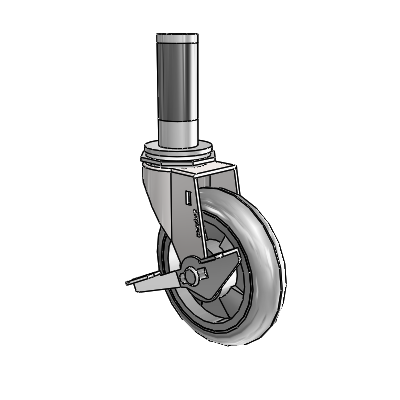 Regent Expanding Adapter Bright Chrome Swivel Caster with 4 x .9375 Grey MonoTech Wheel Side