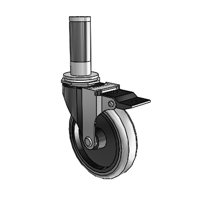 Regent Expanding Adapter Black Oxide Swivel Caster with 4 x .9375 Grey Thermoplastic Rubber Wheel Top Lock