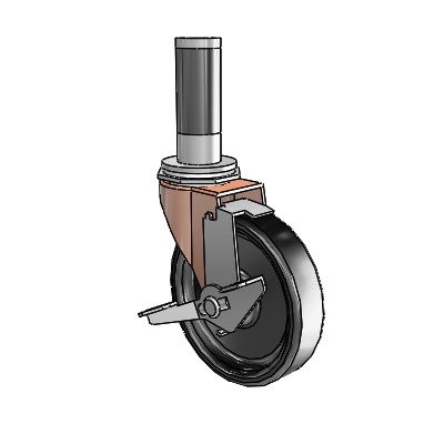 Regent Expanding Adapter Copper Oxide Swivel Caster with 4 x .9375 Black Polyolefin Wheel Tread Lock (BRK1)