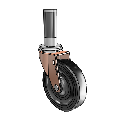 Regent Expanding Adapter Copper Oxide Swivel Caster with 4 x .9375 Black Soft Rubber Wheel