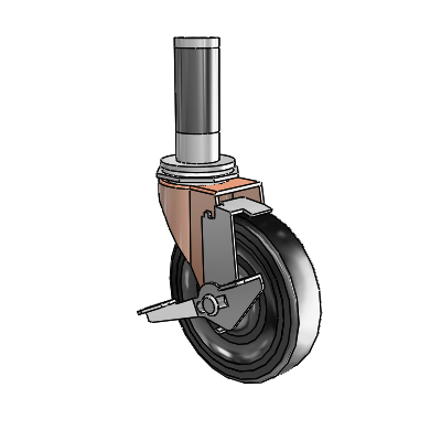 Regent Expanding Adapter Copper Oxide Swivel Caster with 4 x .9375 Black Soft Rubber Wheel Tread Lock (BRK1)