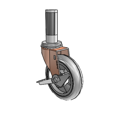 Regent Expanding Adapter Copper Oxide Swivel Caster with 4 x .9375 Grey MonoTech Wheel Side