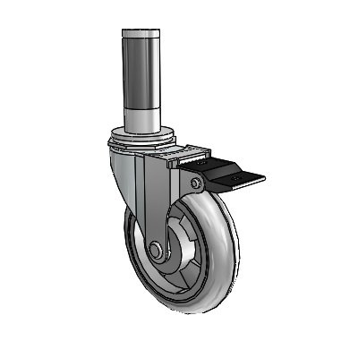 Regent Expanding Adapter Zinc Swivel Caster with 4 x .9375 Grey MonoTech Wheel Top Lock