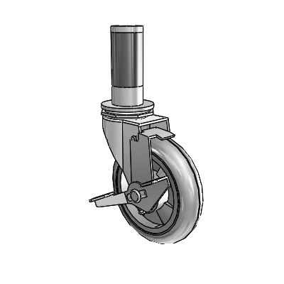 Regent Expanding Adapter Bright Chrome Swivel Caster with 4 x .9375 Grey MonoTech Wheel Tread Lock (BRK1)