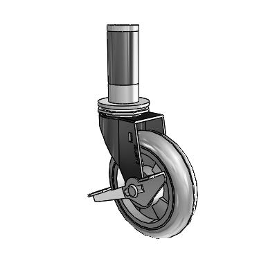 Regent Expanding Adapter Black Oxide Swivel Caster with 4 x .9375 Grey MonoTech Wheel Side