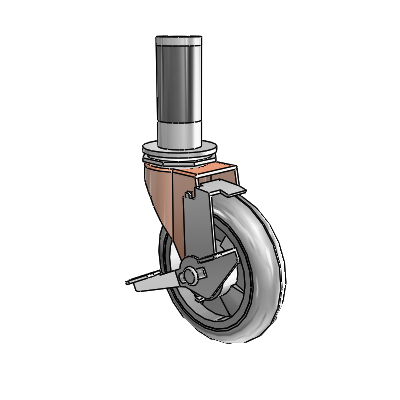 Regent Expanding Adapter Copper Oxide Swivel Caster with 4 x .9375 Grey MonoTech Wheel Tread Lock (BRK1)