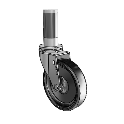 Regent Expanding Adapter Polished Nickel Swivel Caster with 4 x .9375 Black Polyolefin Wheel